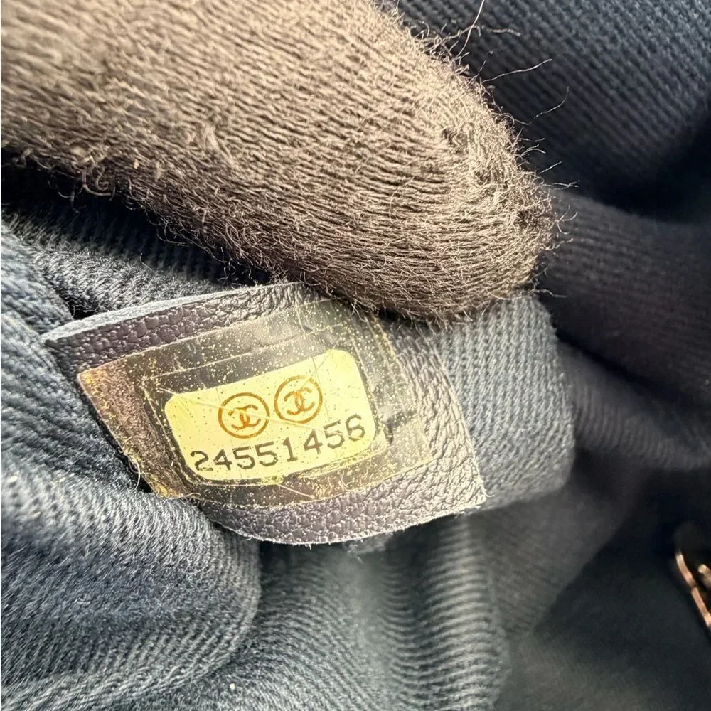 Chanel Deauville Large Navy Denim Canvas Drawstring Backpack